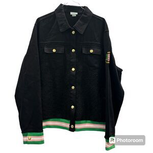 Ivy Storehouse Tweed Denim Black Jacket AKA Varsity Vintage Bomber Casual Style
